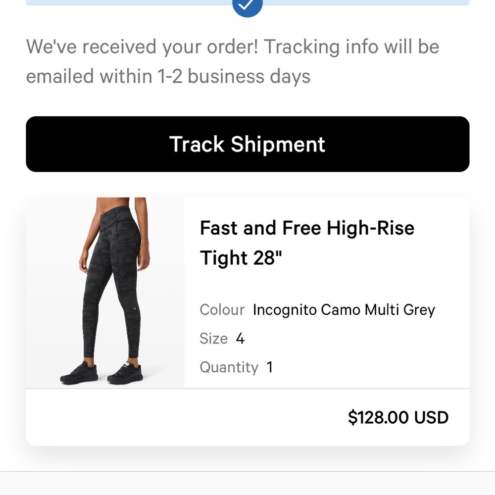 lululemon fast and free high rise right 28”